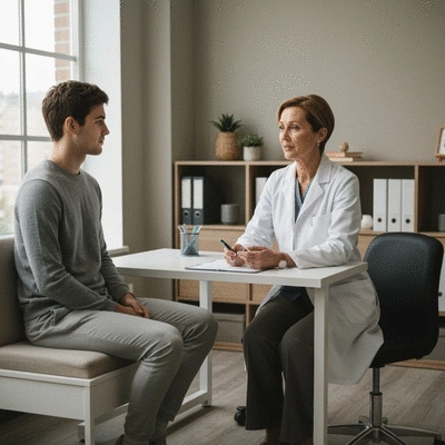Person consulting with a healthcare professional about sleep, clean image