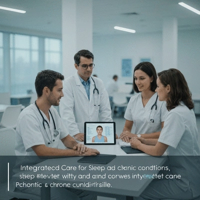 Healthcare professionals collaborating on a treatment plan, with a focus on integrated care for sleep and chronic conditions