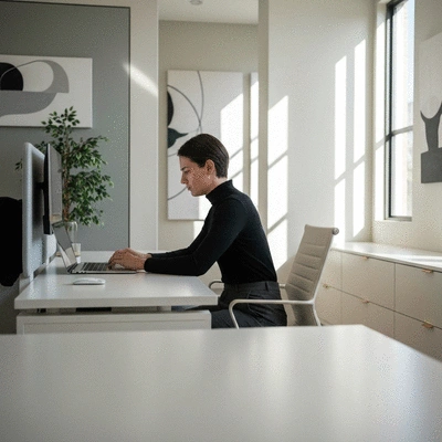 Person tracking sleep on a smartphone app in a serene bedroom